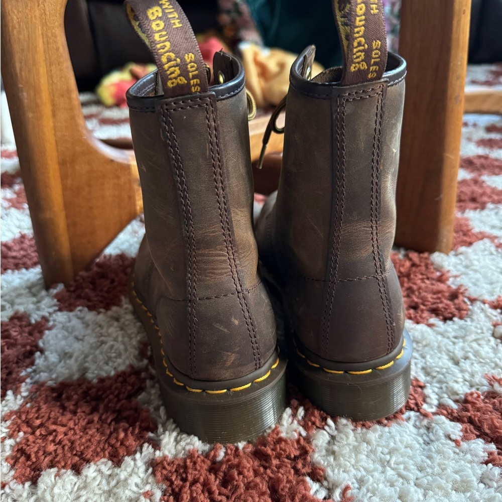 Dr. Martens Brown Leather Lace Up Boots with Sturdy Sole - Picture 3 of 7